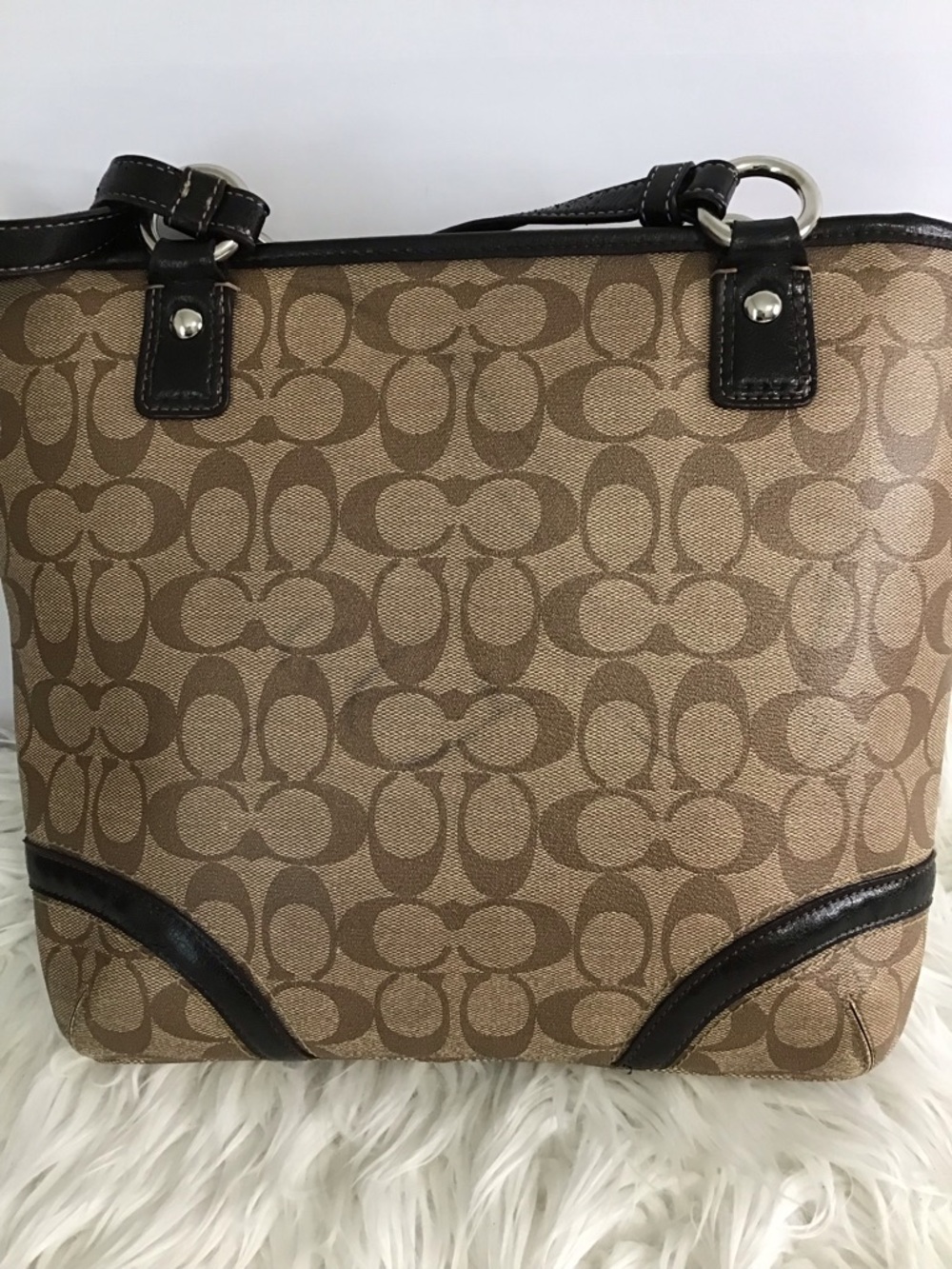 Coach Peyton Signature Logo Heritage Handbag Tote BrownVintage Y2K - Picture 12 of 16